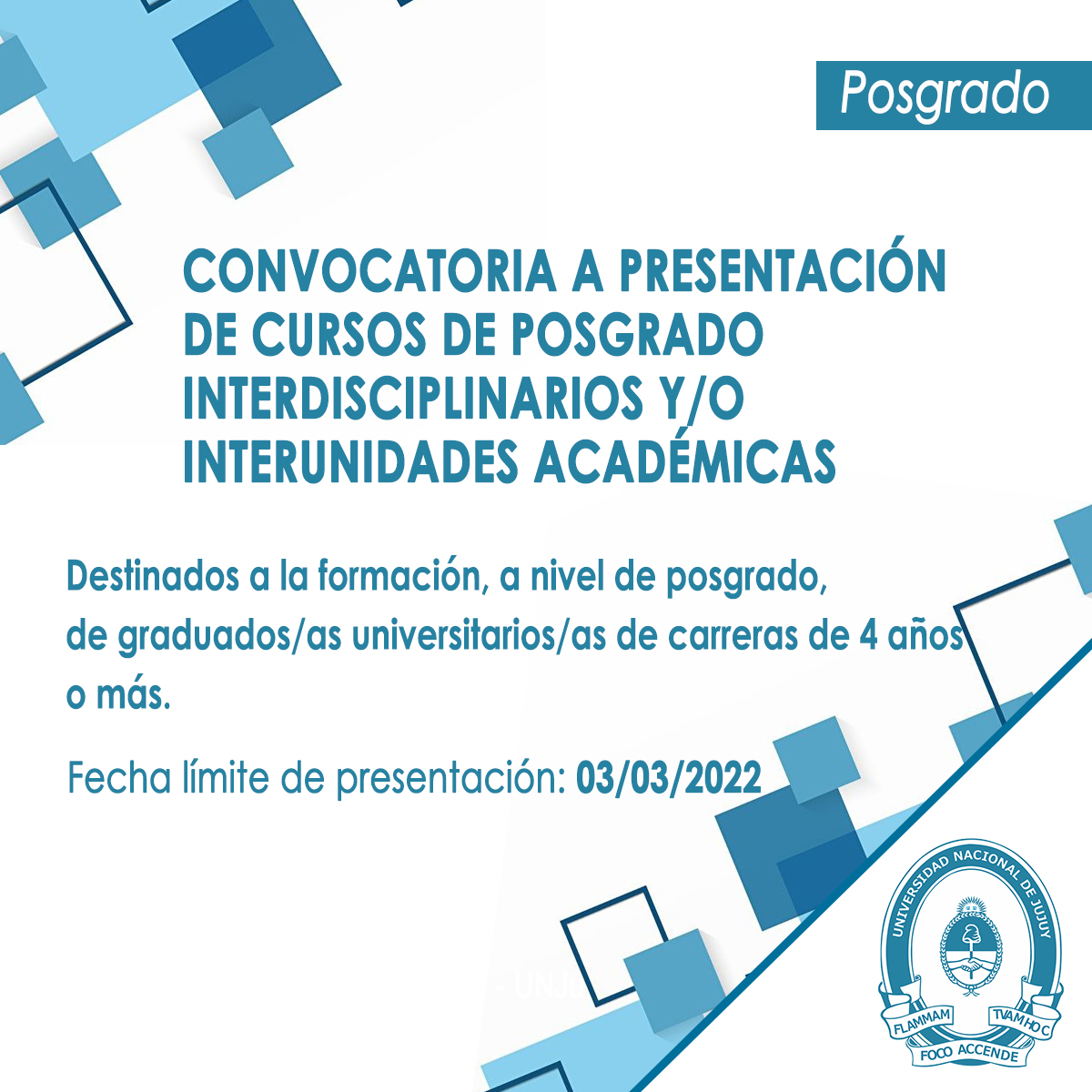 Convocatoria a presentación de cursos de Posgrado interdisciplinarios y/o interunidades académicas