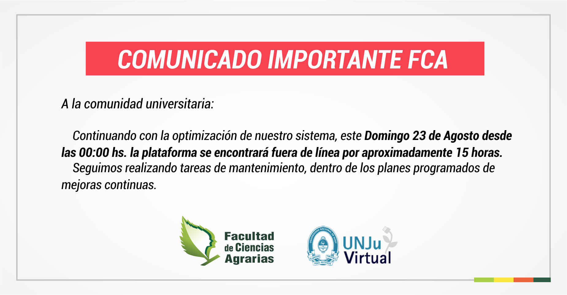 MANTENIMIENTO DE LA PLATAFORMA UNJU VIRTUAL