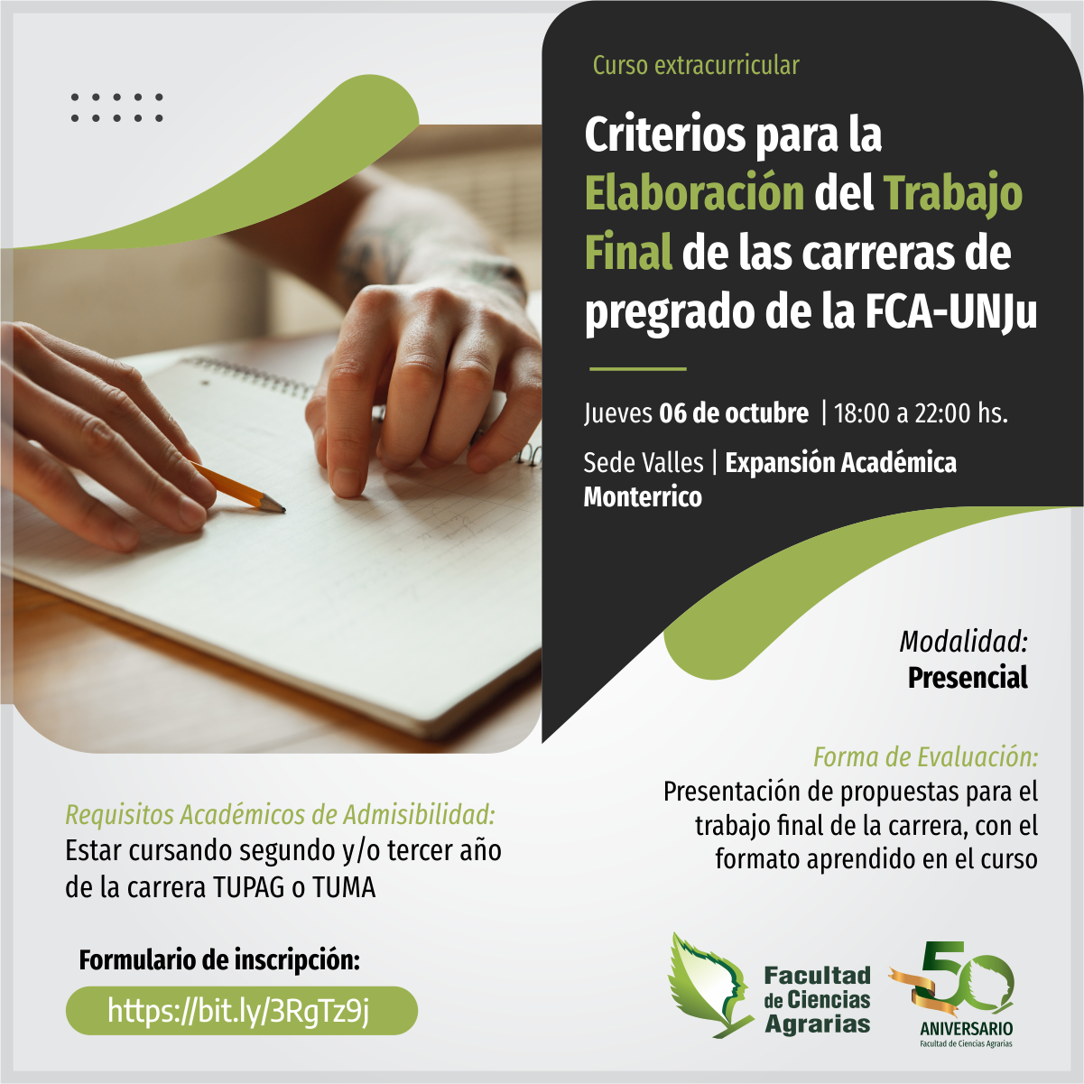 Curso | Criterios para la Elaboración del Trabajo Final de las carreras de pregrado de la FCA-UNJu