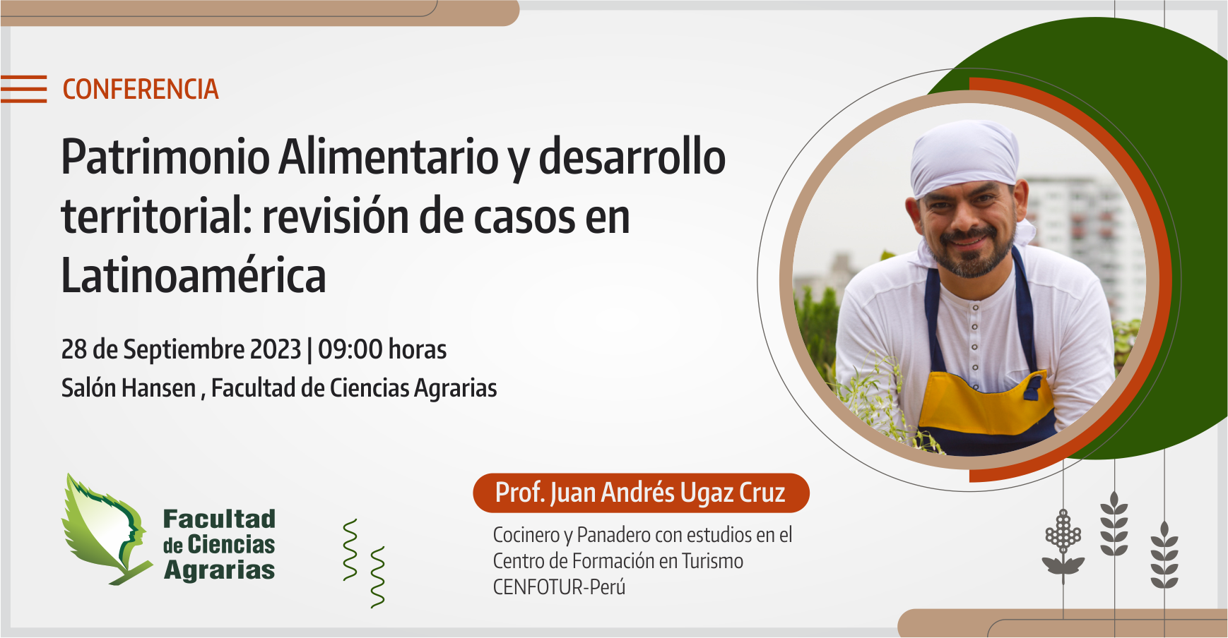 Prestigioso cocinero internacional brindará conferencia en la Diplomatura en Campo y Cocina Regional