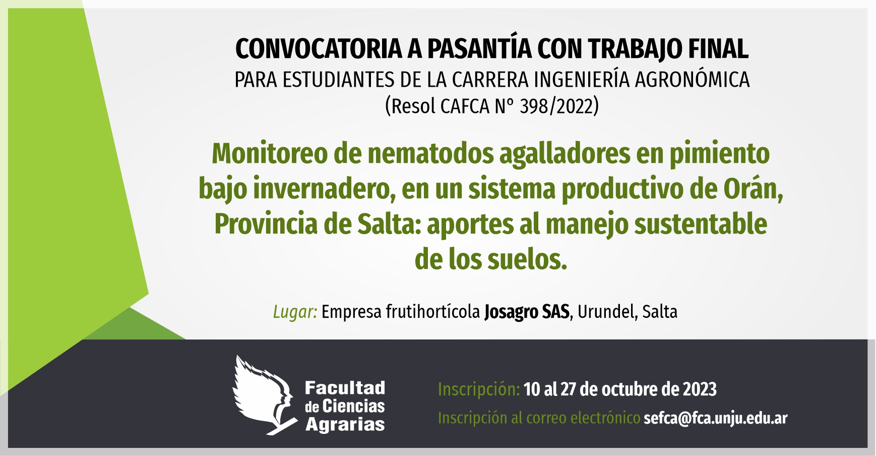Pasantía para estudiantes de Ingeniería Agronómica